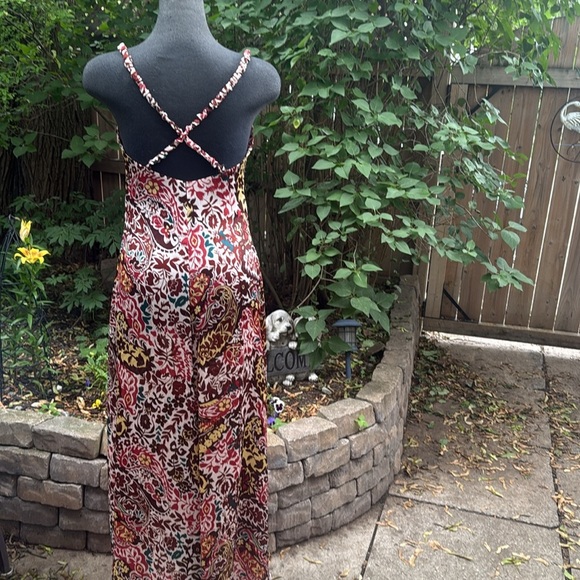 Zara Basic Metalic Paisly Multicolor Maxi Dress. Size XS - Picture 6 of 10